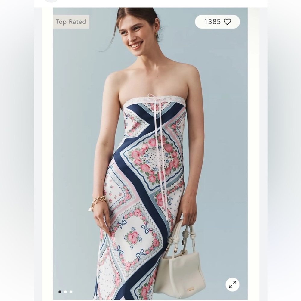 NWT Anthropology FOR LOVE & LEMONS  Daisy Mae Strapless Midi Slip Dress - Picture 2 of 10